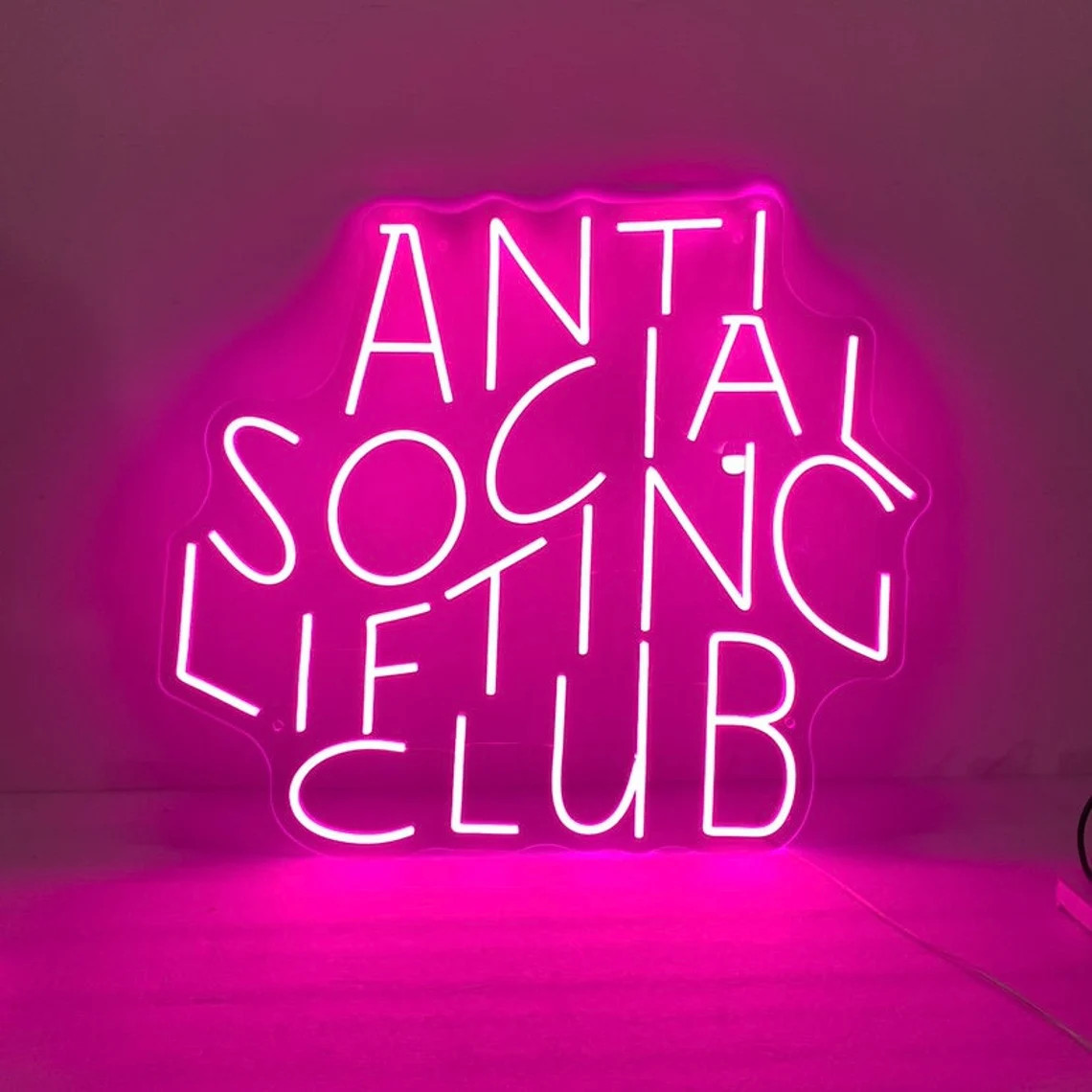 Home Gym Neon Sign - Neonowy znak klubu podnoszenia antyspołecznego, wystrój