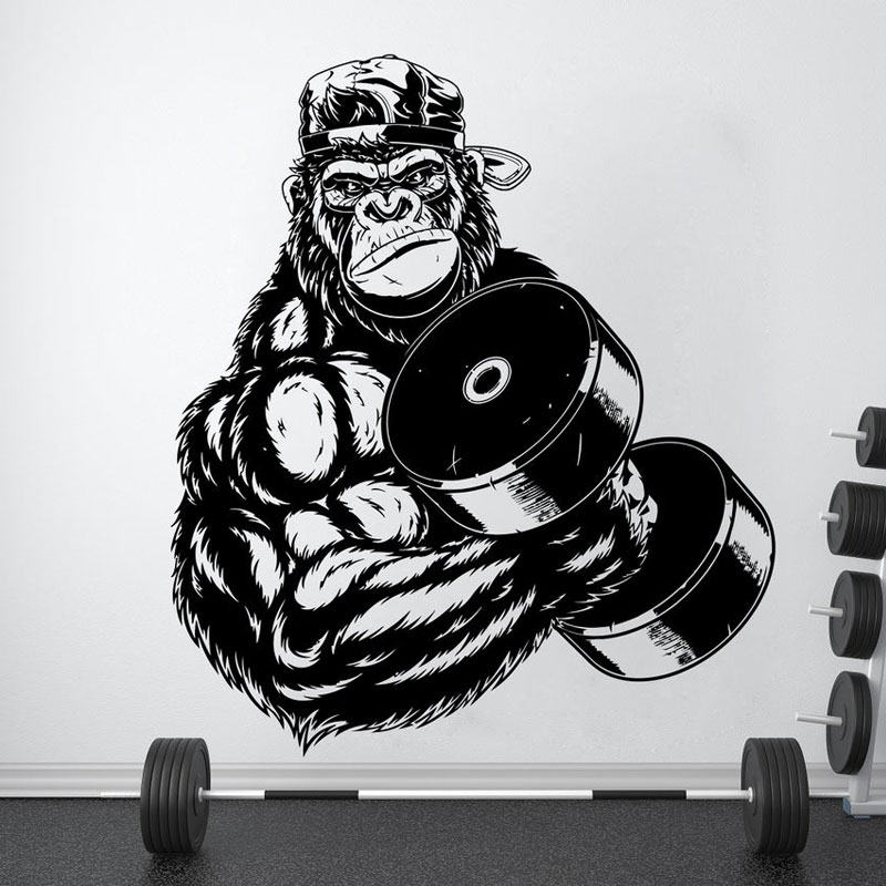 Home Gym Interior Design - Gorilla Bodybuilder siłownia naklejki ścienne pokaż