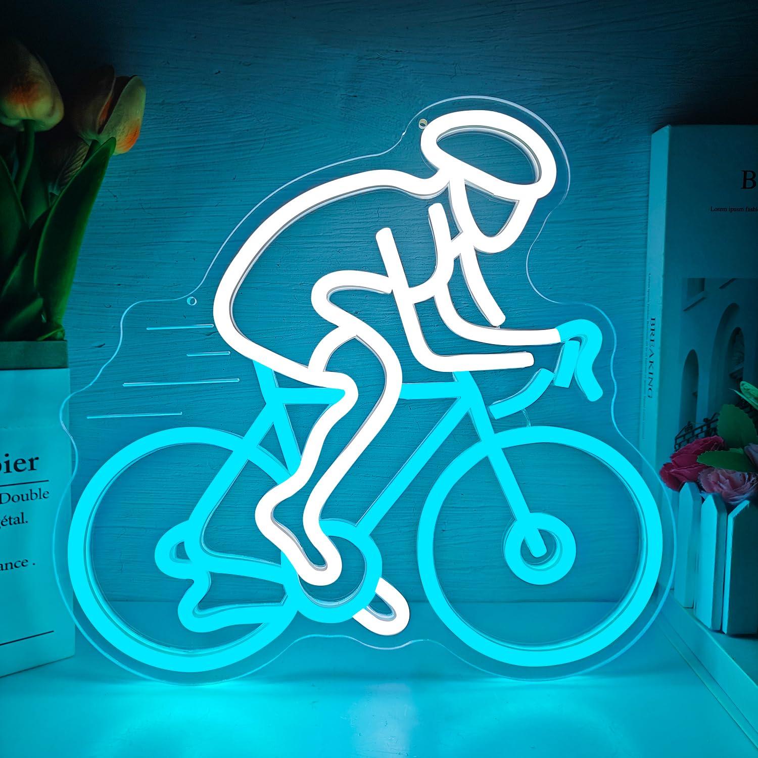 Home Gym Neon Sign - Neonowy Znak Rowerzysty na Rowerze, Ściemnialna