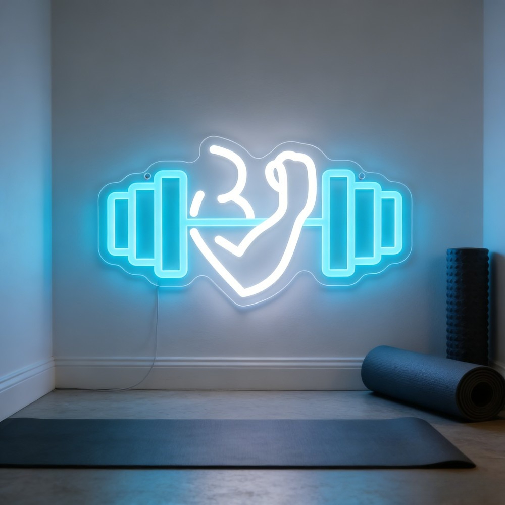 Home Gym Neon Sign - Neonowy znak LED z bicepsami i
