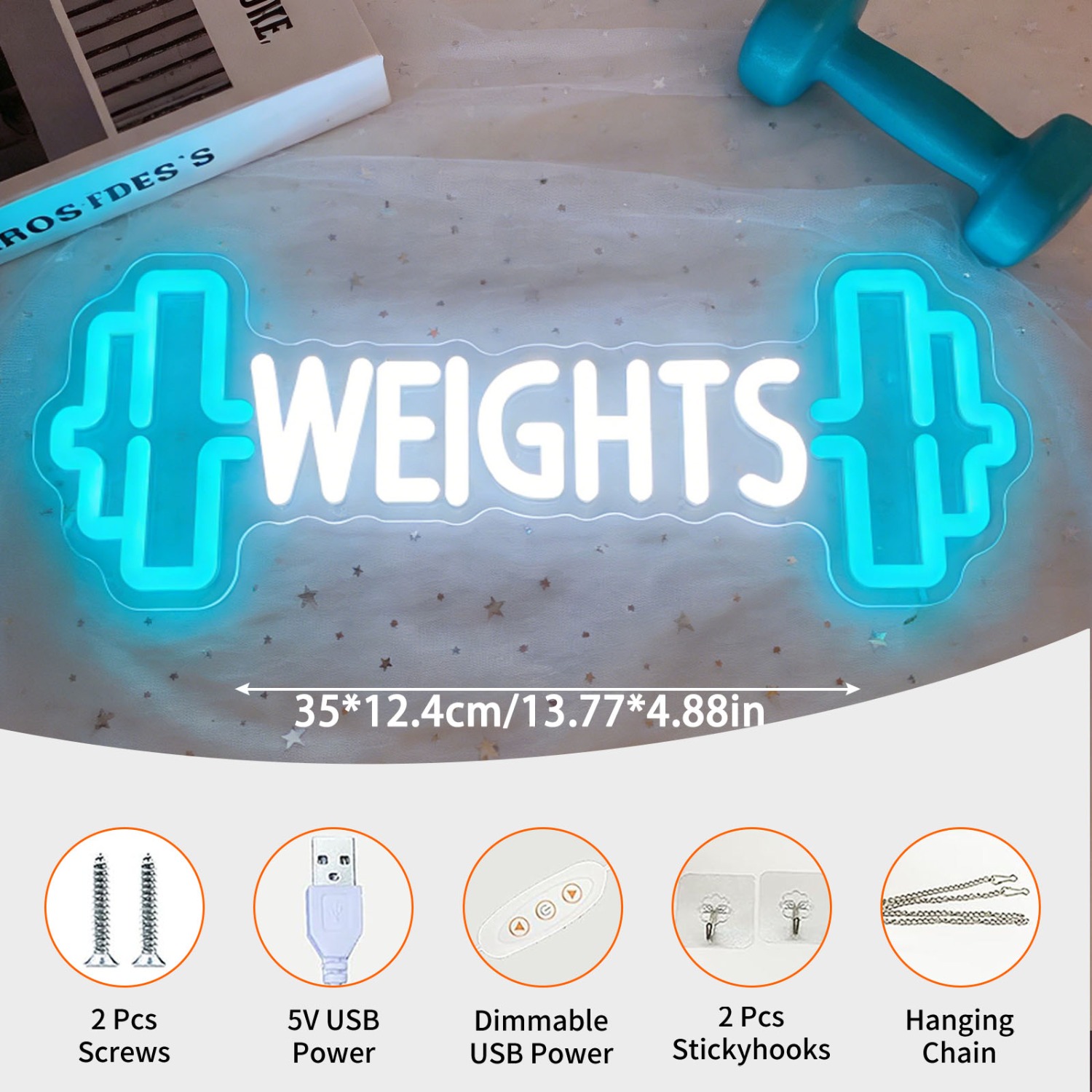 Neonowy znak LED z hantlami, d – Home Gym Neon Sign recenzja i cena
