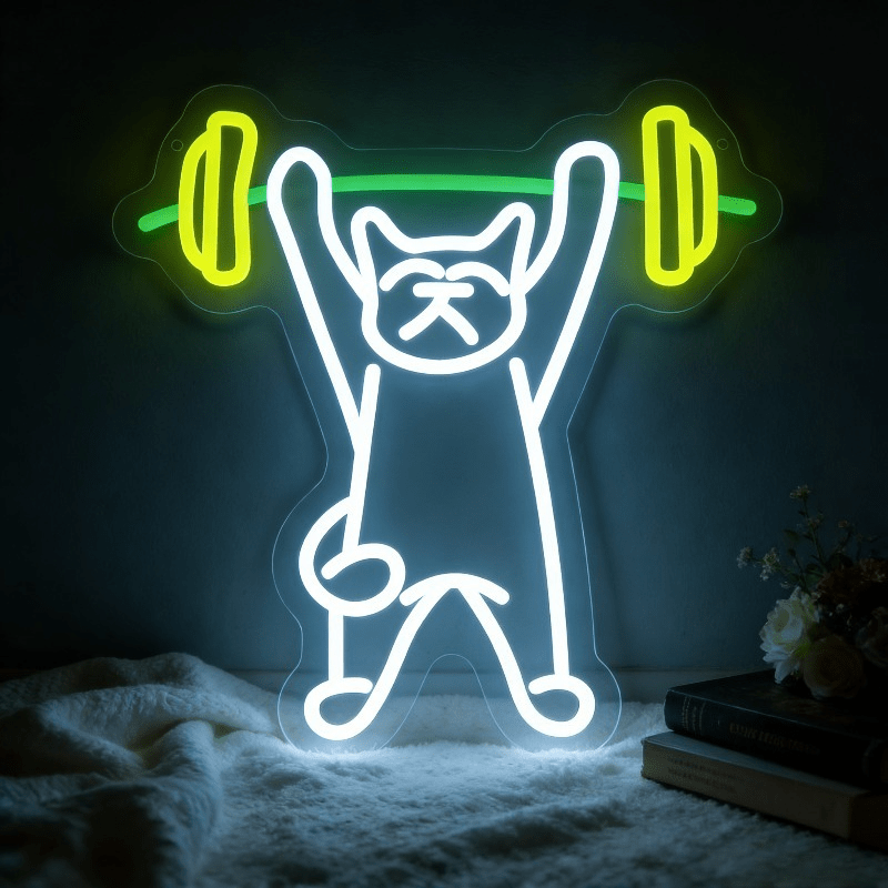 Neonowy znak LED z kotem podno – Home Gym Neon Sign recenzja i cena