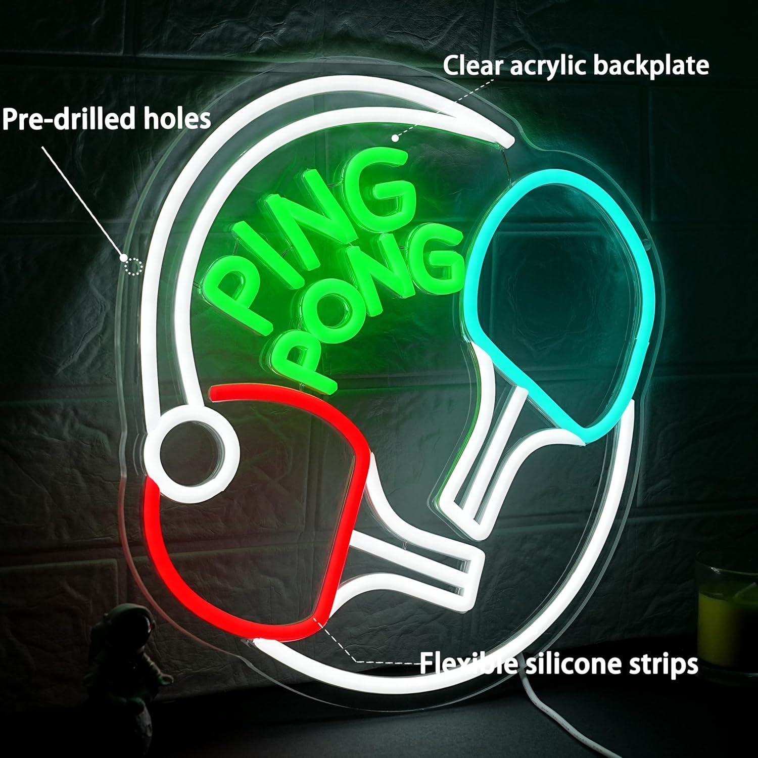 Neonowy znak Ping Pong, ściemn – Home Gym Neon Sign recenzja i cena