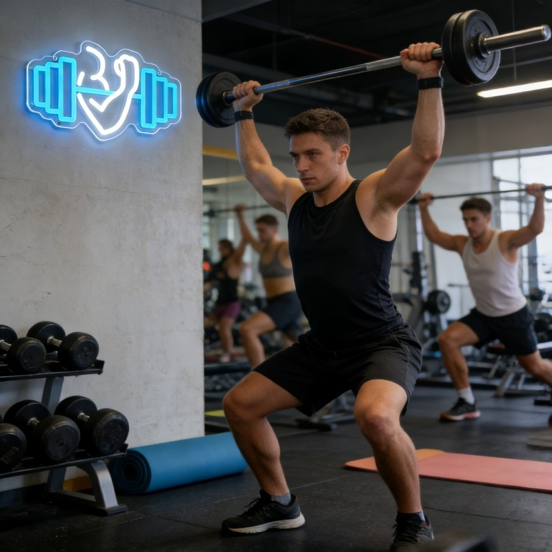 Neonowy znak LED z bicepsami i – Home Gym Neon Sign recenzja i cena