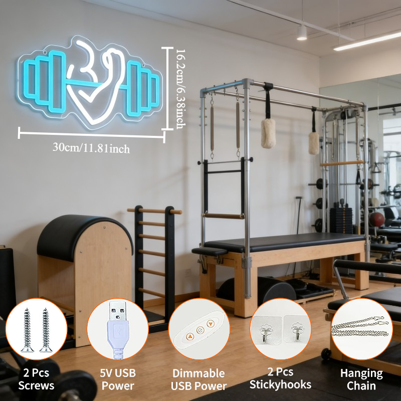 Neonowy znak LED z bicepsami i – Home Gym Neon Sign recenzja i cena